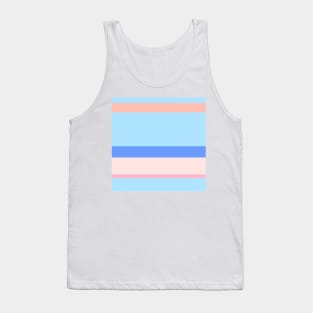 An attractive patchwork of Powder Blue, Soft Blue, Baby Pink, Misty Rose and Melon stripes. Tank Top